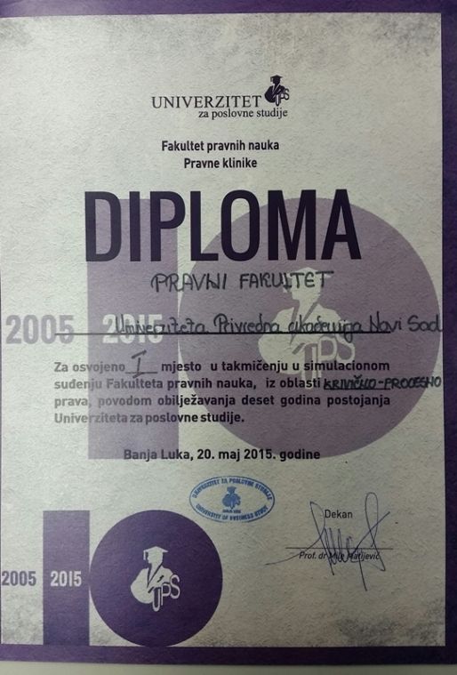 Studenti Pravnog fakulteta osvojili I mesto na takmičenju iz oblasti Krivičnog procesnog prava